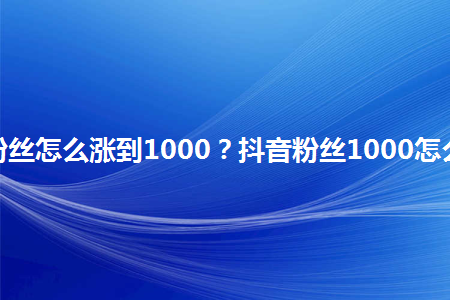 抖音粉丝1000怎么赚钱_抖音粉丝一千能干嘛_抖音1000个粉丝100元真实吗