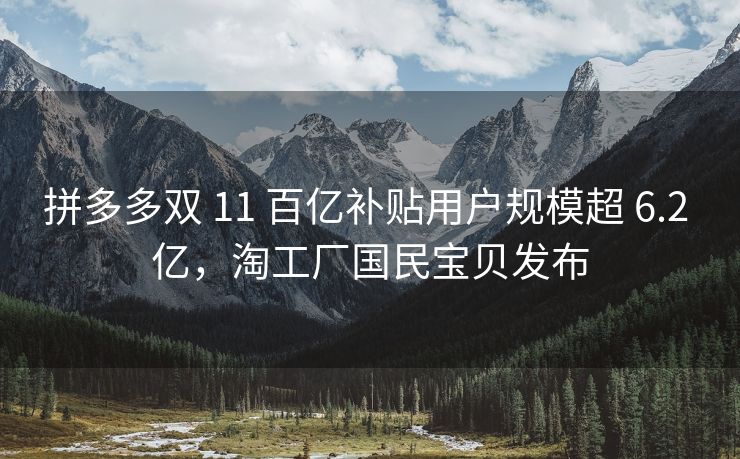 拼多多双 11 百亿补贴用户规模超 6.2 亿，淘工厂国民宝贝发布