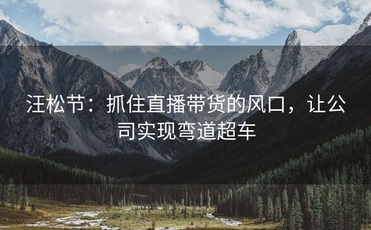 汪松节：抓住直播带货的风口，让公司实现弯道超车