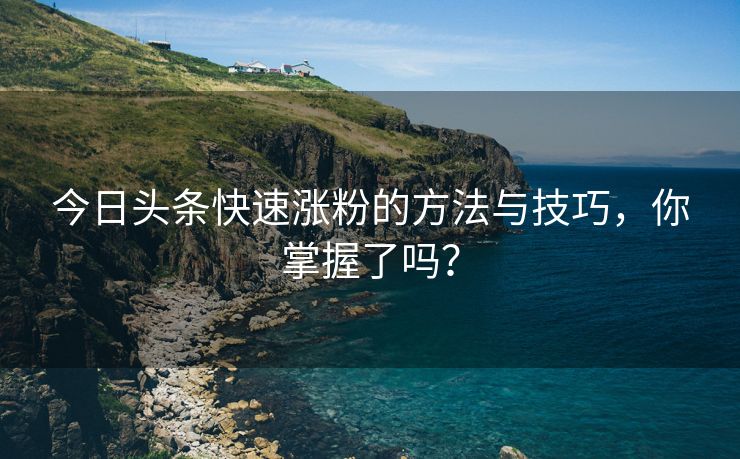 今日头条快速涨粉的方法与技巧，你掌握了吗？