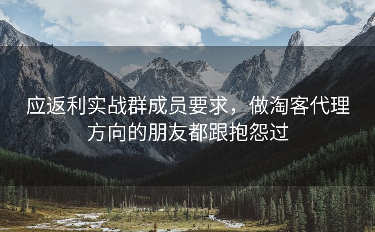 应返利实战群成员要求，做淘客代理方向的朋友都跟抱怨过