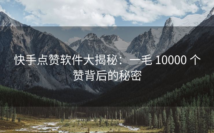 快手点赞软件大揭秘：一毛 10000 个赞背后的秘密