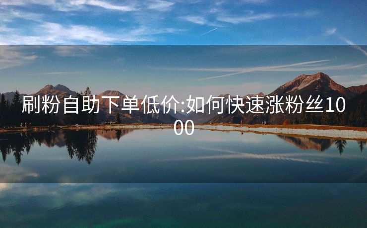 刷粉自助下单低价:如何快速涨粉丝1000