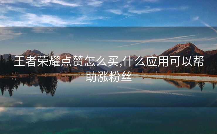 王者荣耀点赞怎么买,什么应用可以帮助涨粉丝