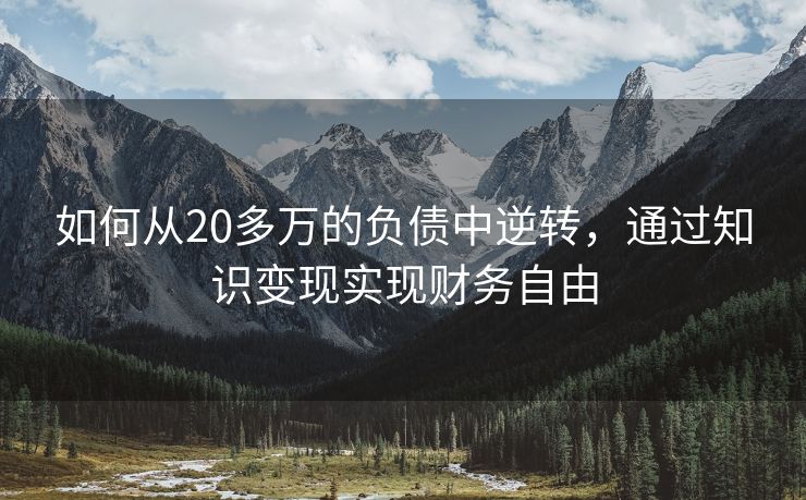 如何从20多万的负债中逆转，通过知识变现实现财务自由
