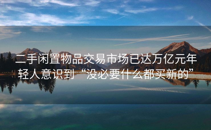 二手闲置物品交易市场已达万亿元年轻人意识到“没必要什么都买新的”