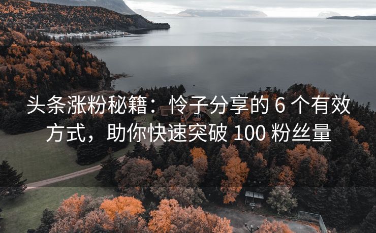 头条涨粉秘籍：怜子分享的 6 个有效方式，助你快速突破 100 粉丝量