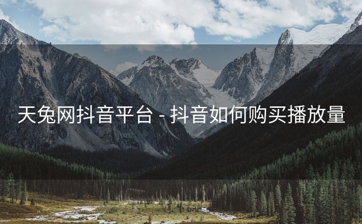 天兔网抖音平台 - 抖音如何购买播放量