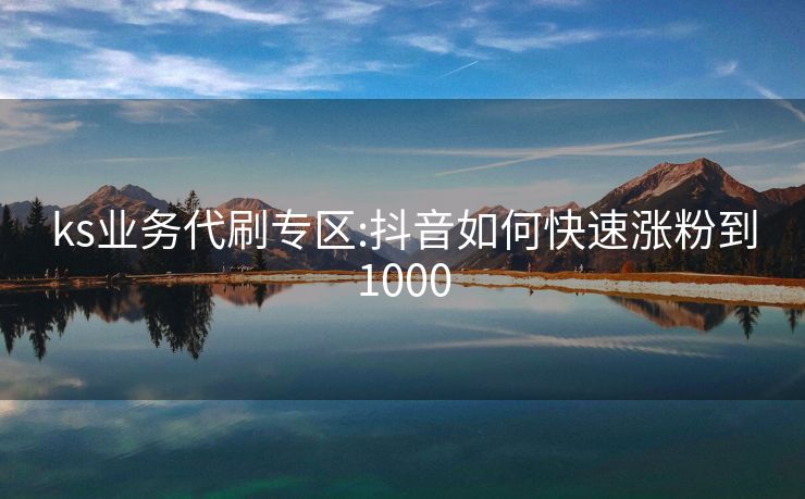 ks业务代刷专区:抖音如何快速涨粉到1000