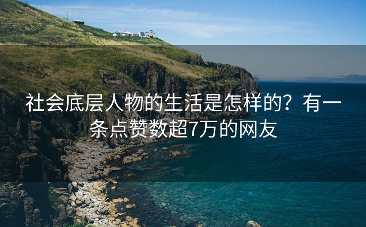 社会底层人物的生活是怎样的？有一条点赞数超7万的网友