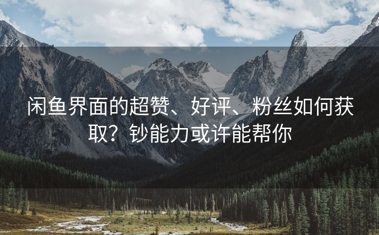 闲鱼界面的超赞、好评、粉丝如何获取？钞能力或许能帮你