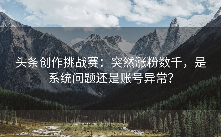 头条创作挑战赛：突然涨粉数千，是系统问题还是账号异常？