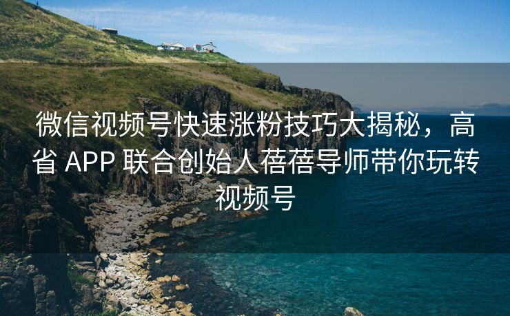 微信视频号快速涨粉技巧大揭秘，高省 APP 联合创始人蓓蓓导师带你玩转视频号