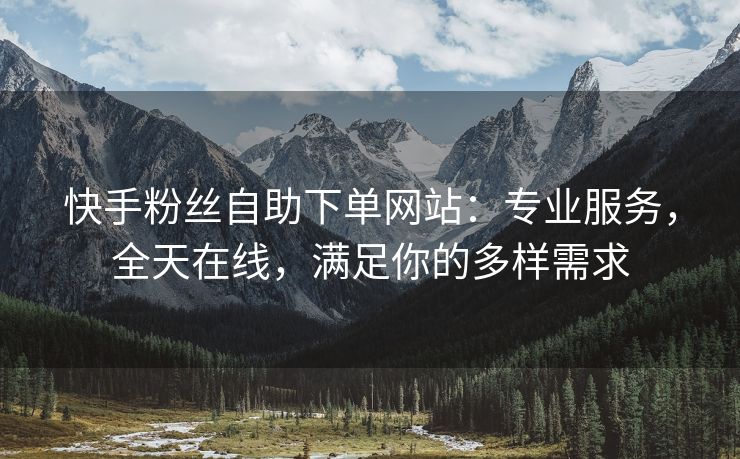 快手粉丝自助下单网站：专业服务，全天在线，满足你的多样需求