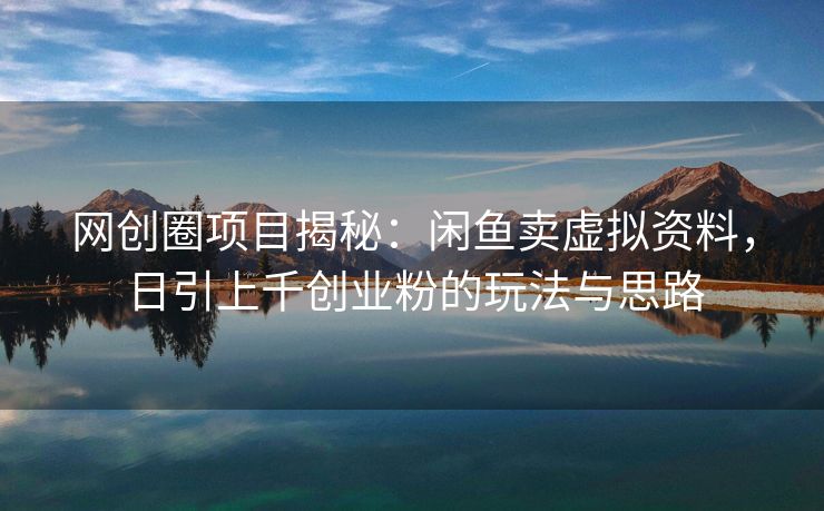 网创圈项目揭秘：闲鱼卖虚拟资料，日引上千创业粉的玩法与思路