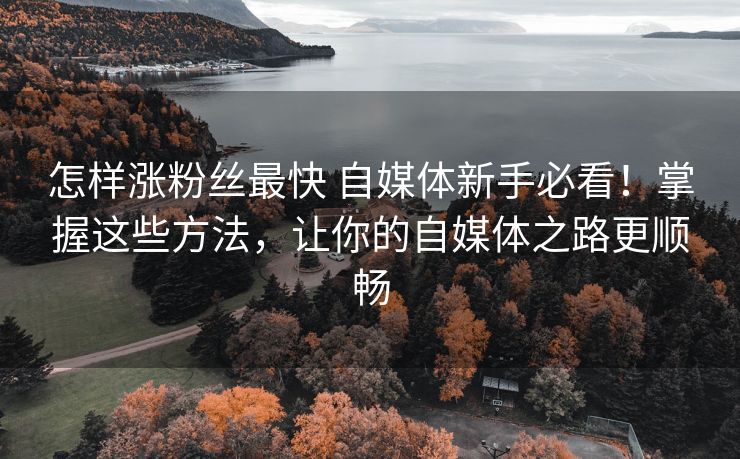 怎样涨粉丝最快 自媒体新手必看！掌握这些方法，让你的自媒体之路更顺畅