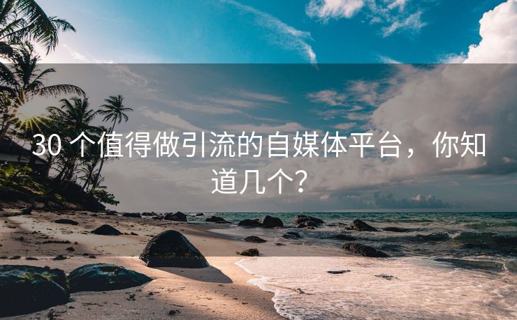 30 个值得做引流的自媒体平台，你知道几个？