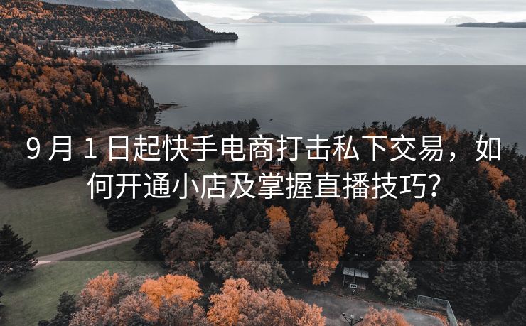 9 月 1 日起快手电商打击私下交易，如何开通小店及掌握直播技巧？