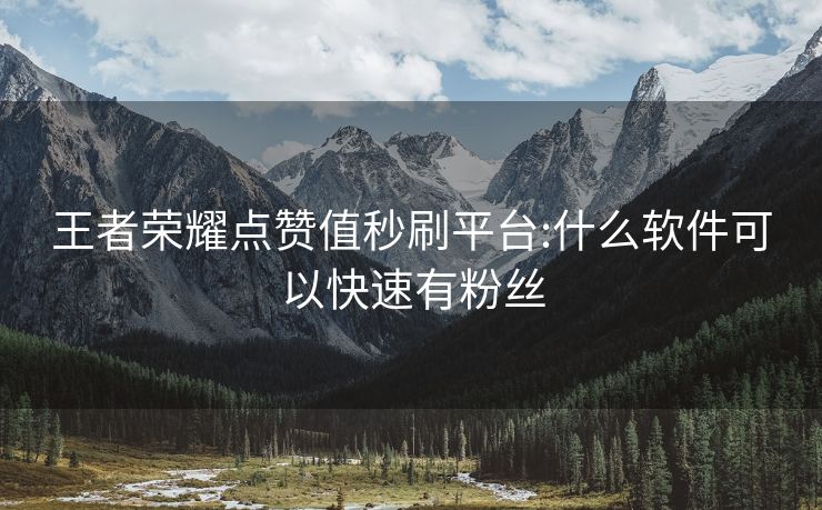 王者荣耀点赞值秒刷平台:什么软件可以快速有粉丝