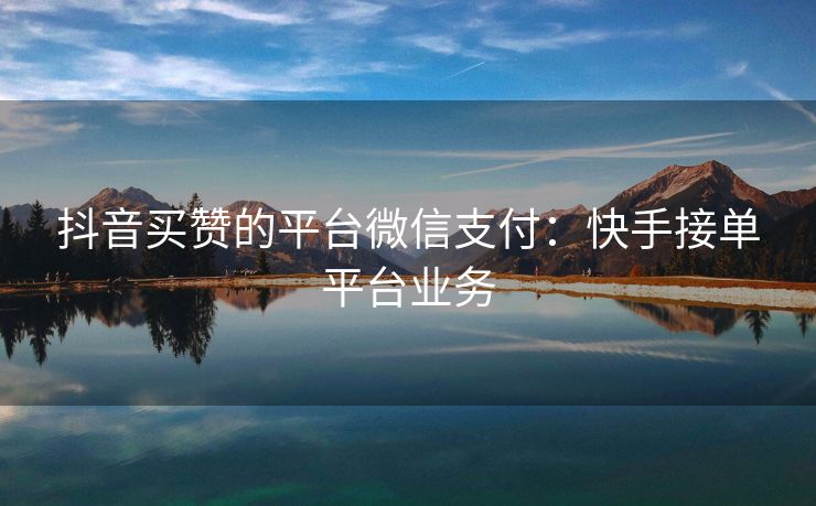抖音买赞的平台微信支付：快手接单平台业务