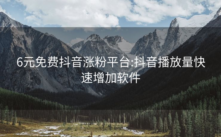6元免费抖音涨粉平台:抖音播放量快速增加软件