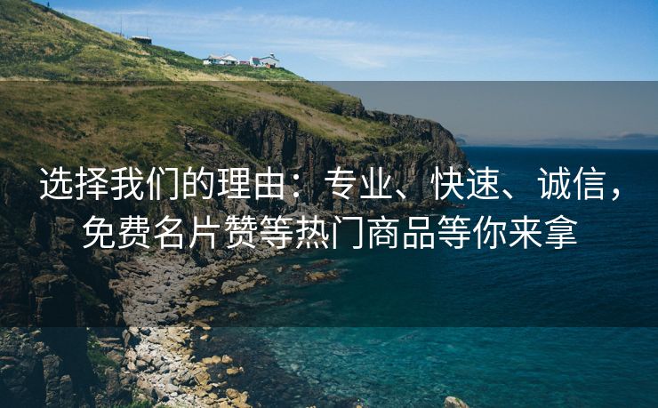 选择我们的理由：专业、快速、诚信，免费名片赞等热门商品等你来拿