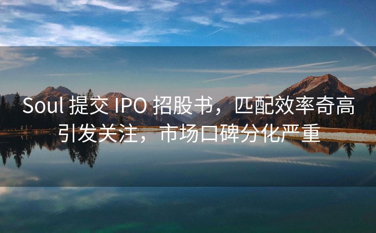 Soul 提交 IPO 招股书，匹配效率奇高引发关注，市场口碑分化严重
