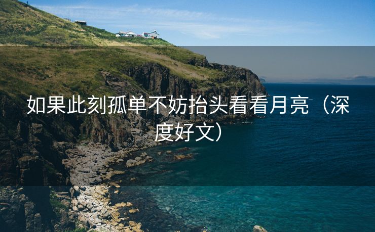 如果此刻孤单不妨抬头看看月亮（深度好文）