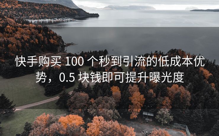 快手购买 100 个秒到引流的低成本优势，0.5 块钱即可提升曝光度