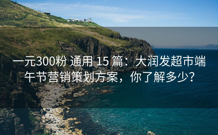 一元300粉 通用 15 篇：大润发超市端午节营销策划方案，你了解多少？
