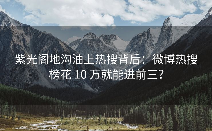 紫光阁地沟油上热搜背后：微博热搜榜花 10 万就能进前三？