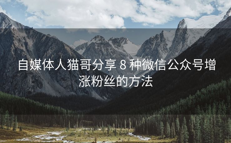 自媒体人猫哥分享 8 种微信公众号增涨粉丝的方法