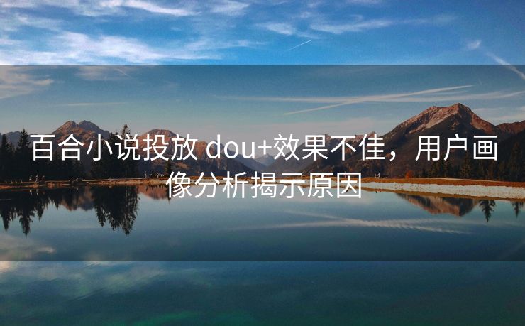 百合小说投放 dou+效果不佳，用户画像分析揭示原因