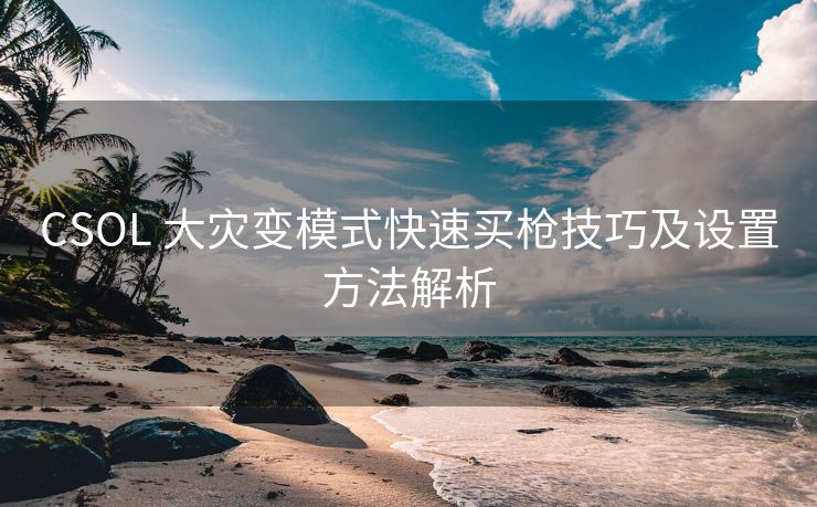CSOL 大灾变模式快速买枪技巧及设置方法解析