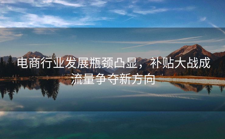 电商行业发展瓶颈凸显，补贴大战成流量争夺新方向