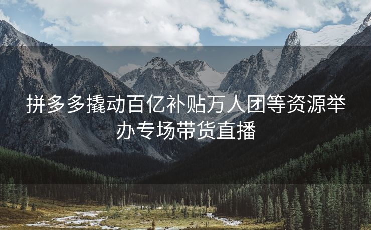 拼多多撬动百亿补贴万人团等资源举办专场带货直播