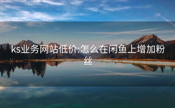 ks业务网站低价:怎么在闲鱼上增加粉丝