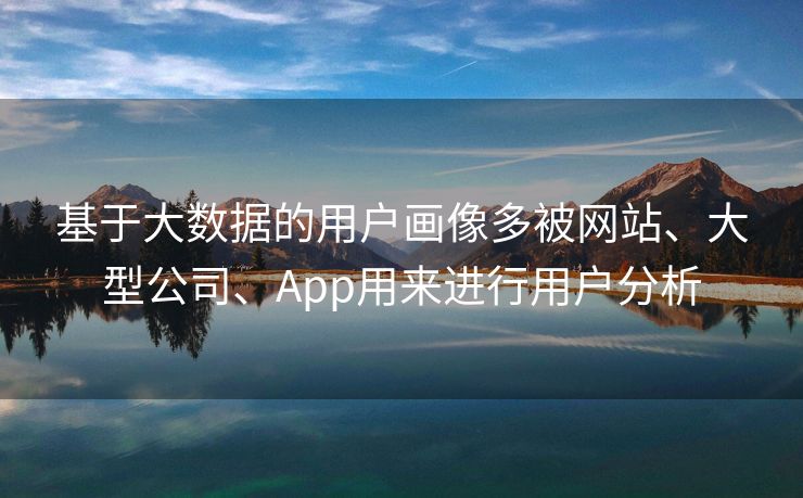 基于大数据的用户画像多被网站、大型公司、App用来进行用户分析