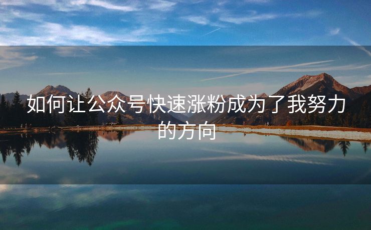 如何让公众号快速涨粉成为了我努力的方向