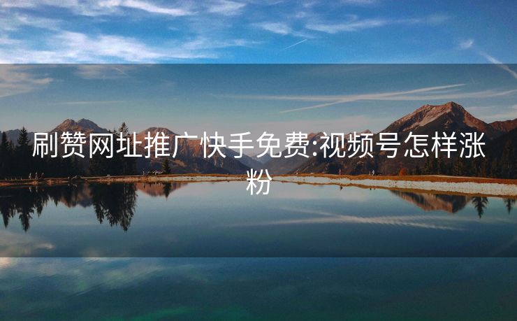 刷赞网址推广快手免费:视频号怎样涨粉