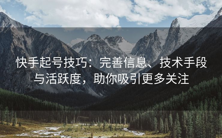 快手起号技巧：完善信息、技术手段与活跃度，助你吸引更多关注