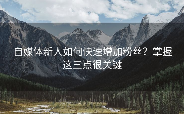 自媒体新人如何快速增加粉丝？掌握这三点很关键
