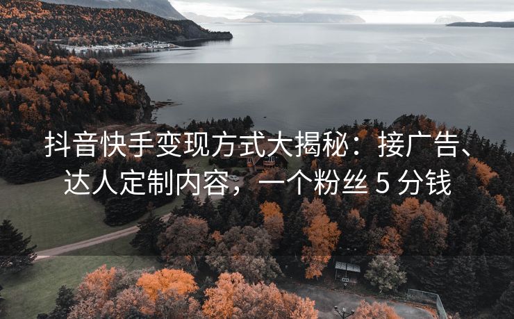 抖音快手变现方式大揭秘：接广告、达人定制内容，一个粉丝 5 分钱