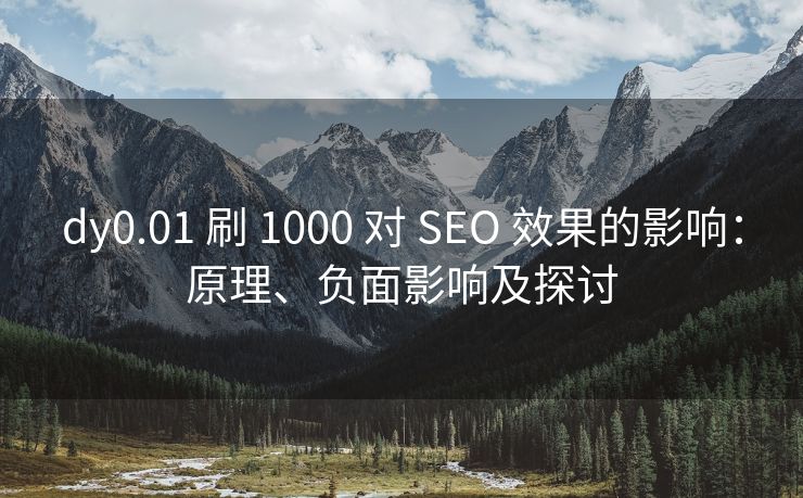 dy0.01 刷 1000 对 SEO 效果的影响：原理、负面影响及探讨