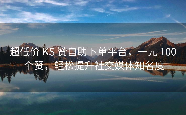 超低价 KS 赞自助下单平台，一元 100 个赞，轻松提升社交媒体知名度